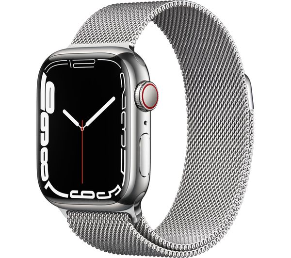 APPLE Watch Series 7 Cellular 4G - Silver Stainless Steel with Silver Milanese Loop 45 mm