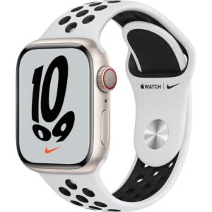 APPLE Watch Series 7 Cellular 4G - Starlight Aluminium with Pure Platinum & Black Nike Sport Band 41 mm