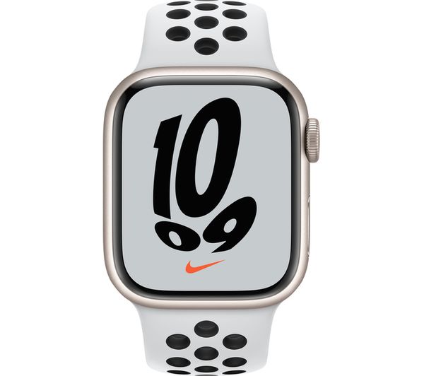 APPLE Watch Series 7 Cellular 4G - Starlight Aluminium with Pure Platinum & Black Nike Sport Band 41 mm