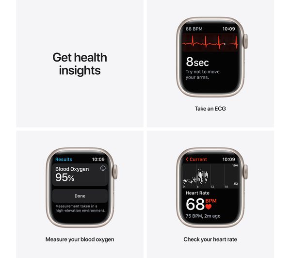 APPLE Watch Series 7 Cellular 4G - Starlight Aluminium with Pure Platinum & Black Nike Sport Band 41 mm