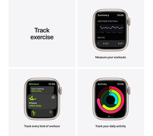 APPLE Watch Series 7 Cellular 4G - Starlight Aluminium with Pure Platinum & Black Nike Sport Band 41 mm