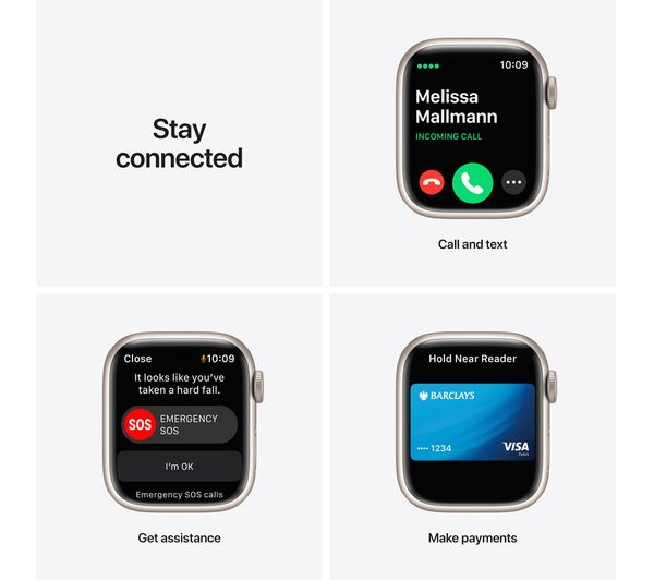 APPLE Watch Series 7 Cellular 4G - Starlight Aluminium with Pure Platinum & Black Nike Sport Band 41 mm