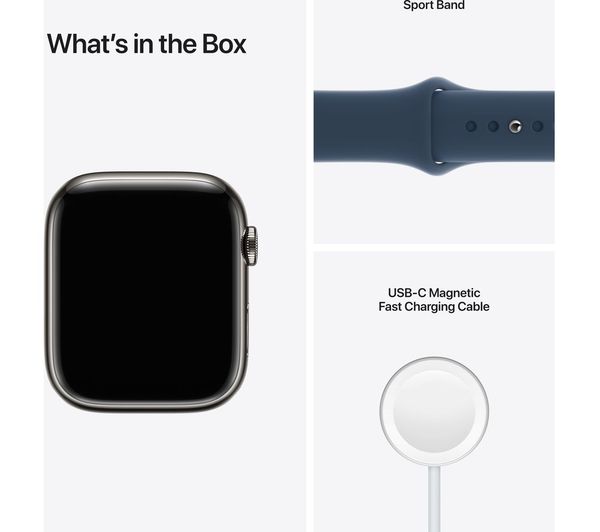 APPLE Watch Series 7 Cellular 4G - Graphite Stainless Steel with Abyss Blue Sport Band 41 mm