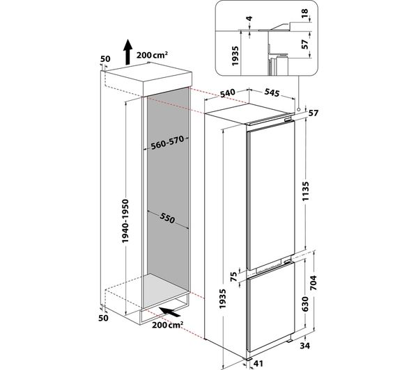 HOTPOINT HTC20 T321 Integrated 70 30 Fridge Freezer - Sliding Hinge