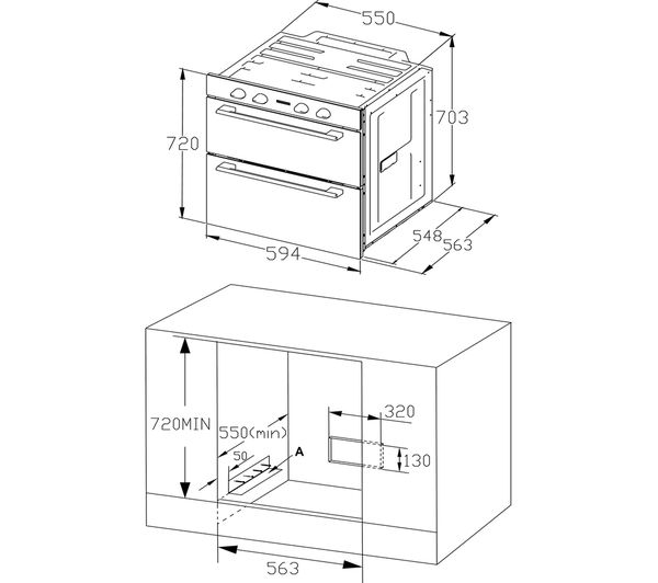 MONTPELLIER DO3550UB Built-under Double Oven - Black & Stainless Steel