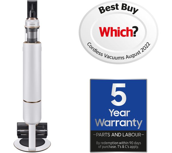 SAMSUNG Bespoke Jet Pet Max 210 W Suction Power Cordless Vacuum Cleaner with All-in-One Clean Station - Misty White
