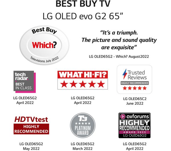 LG OLED65G26LA 65" Smart 4K Ultra HD HDR OLED TV with Google Assistant & Amazon Alexa