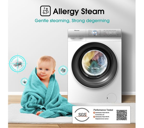 HISENSE QR Series WFQR1014EVAJM 10 kg 1400 Spin Washing Machine - White