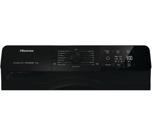HISENSE WFGE90141VMB 9 kg 1400 Spin Washing Machine - Black