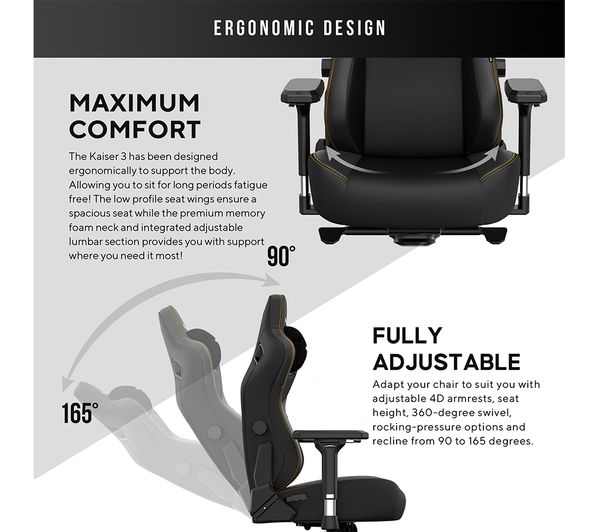 ANDASEAT Kaiser 3 Series Premium Gaming Chair - Elegant Black