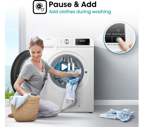HISENSE 3 Series WDQA8014EVJM 8 kg Washer Dryer - White