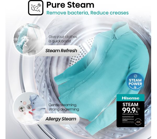 HISENSE 3 Series WDQA8014EVJM 8 kg Washer Dryer - White