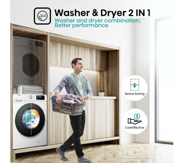 HISENSE 3 Series WDQA8014EVJM 8 kg Washer Dryer - White