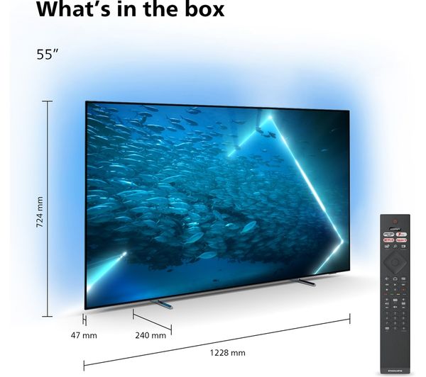 PHILIPS Ambilight 55OLED707 12 55" Smart 4K Ultra HD HDR OLED TV with Google Assistant