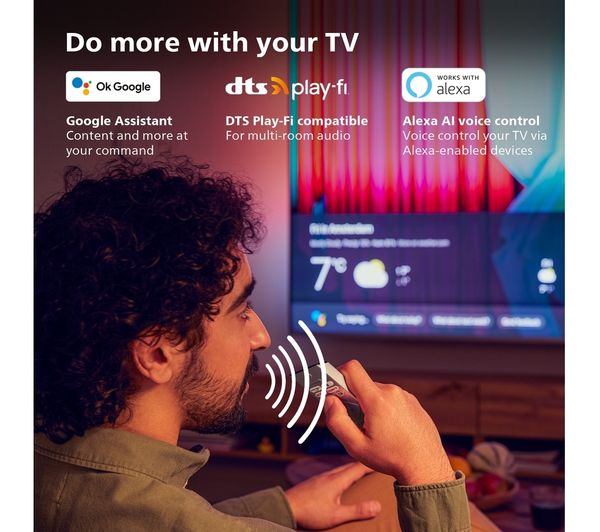 PHILIPS Ambilight 55OLED707 12 55" Smart 4K Ultra HD HDR OLED TV with Google Assistant