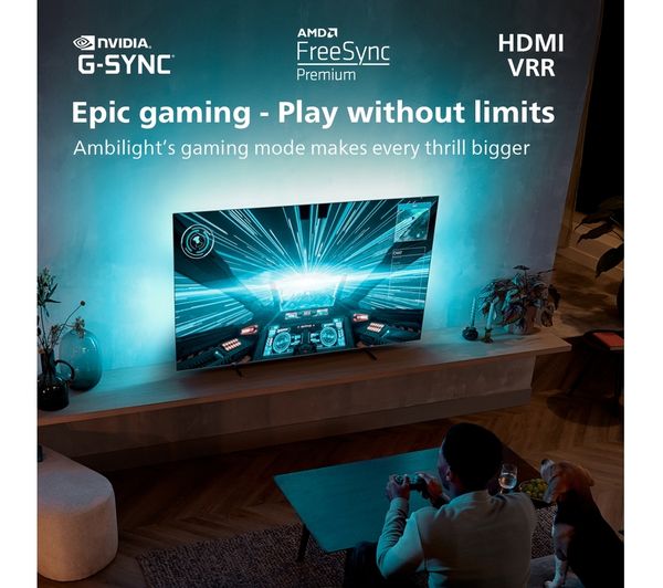 PHILIPS Ambilight 55OLED707 12 55" Smart 4K Ultra HD HDR OLED TV with Google Assistant