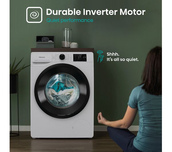 HISENSE 3+ Series WFGC801439VM 8 kg 1400 Spin Washing Machine - White