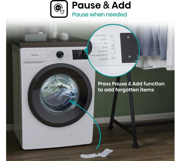 HISENSE 3+ Series WFGC801439VM 8 kg 1400 Spin Washing Machine - White