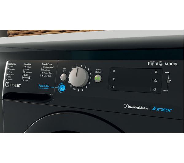INDESIT BDE 86436X B UK N 8 kg Washer Dryer - Black