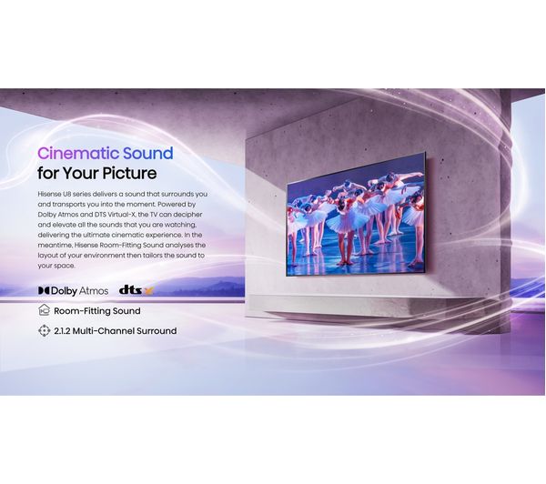 HISENSE 65U8HQTUK 65" 4K Ultra HD HDR Mini-LED ULED TV with Amazon Alexa & Google Assistant