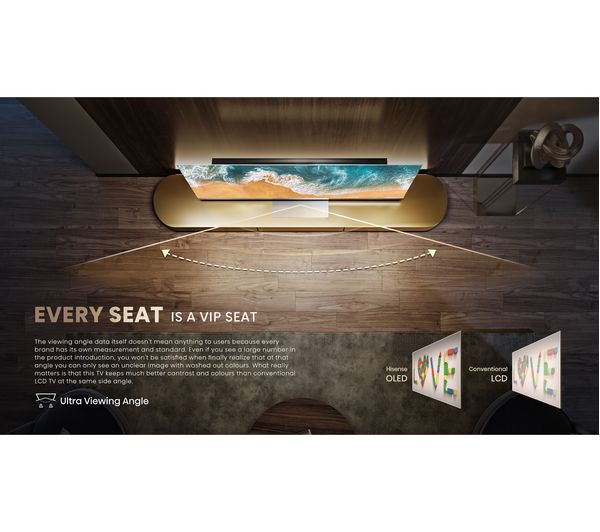 HISENSE 55A85HTUK 55" Smart 4K Ultra HD HDR OLED TV with Google Assistant & Amazon Alexa