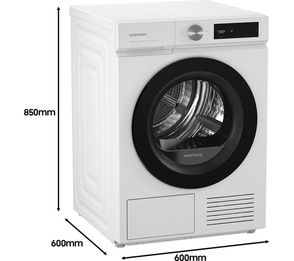 SAMSUNG Bespoke Series 5+ OptimalDry DV90BB5245AW S1 WiFi-enabled 9 kg Heat Pump Tumble Dryer - White