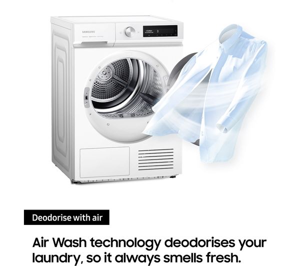SAMSUNG Bespoke Series 5+ OptimalDry DV90BB5245AW S1 WiFi-enabled 9 kg Heat Pump Tumble Dryer - White