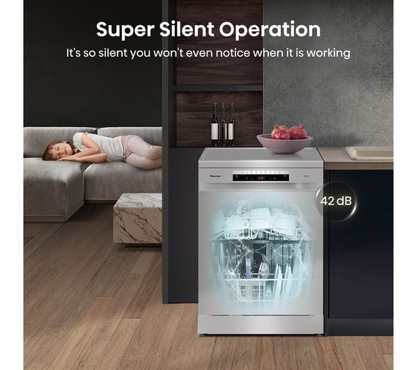 HISENSE Auto Dose HS693C60XADUK Full-size WiFi-enabled Dishwasher - Stainless Steel