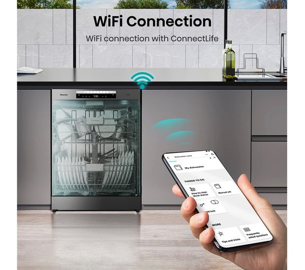 HISENSE Auto Dose HS693C60XADUK Full-size WiFi-enabled Dishwasher - Stainless Steel
