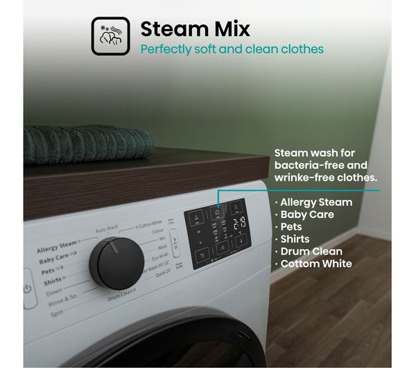 HISENSE 3+ Series WFGC901439VM 9 kg 1400 Spin Washing Machine - White