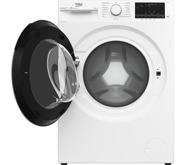 BEKO Pro IronFast RecycledTub B3W5841IW Bluetooth 8 kg 1400 Spin Washing Machine - White
