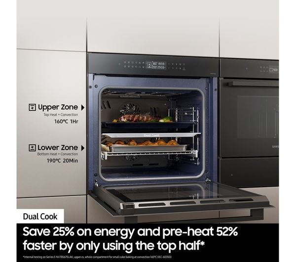 SAMSUNG Series 4 Dual Cook NV7B44205AS U4 Electric Smart Oven - Stainless Steel