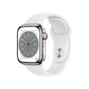 APPLE Watch Series 8 Cellular - Silver with White Sports Band 41 mm