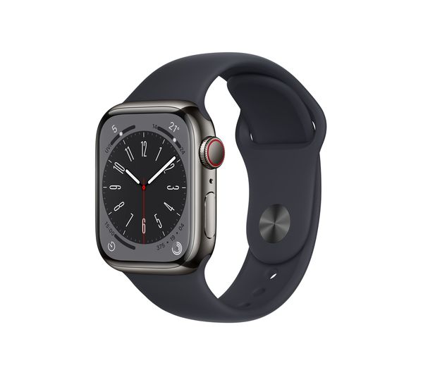 APPLE Watch Series 8 Cellular - Graphite with Midnight Sports Band 41 mm