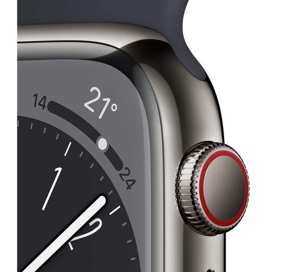 APPLE Watch Series 8 Cellular - Graphite with Midnight Sports Band 41 mm