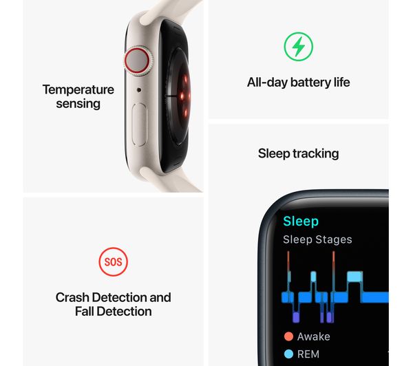 APPLE Watch Series 8 Cellular - Graphite with Midnight Sports Band 41 mm