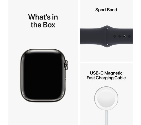 APPLE Watch Series 8 Cellular - Graphite with Midnight Sports Band 41 mm