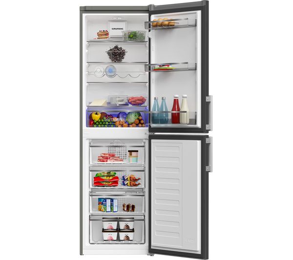 GRUNDIG VitaminZone GKN4582VPZ 50 50 Fridge Freezer - Black Steel