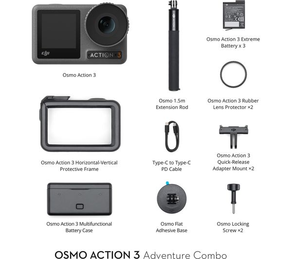 DJI Osmo Action 3 Adventure Combo 4K Ultra HD Action Camera - Black