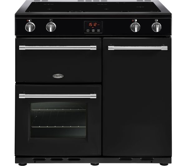 BELLING Farmhouse 90Ei Electric Range Cooker - Black & Chrome