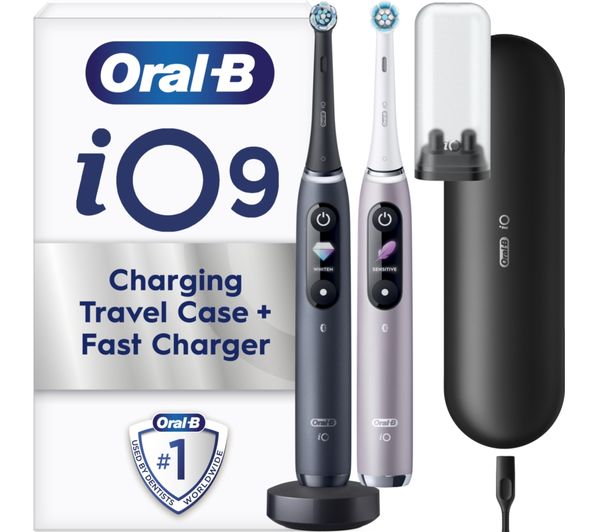 ORAL B iO 9 Electric Toothbrush - Black Lava & Rose Quartz Duo