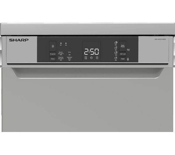 SHARP QW-NS1CF49ES-EN Slimline Dishwasher - Silver