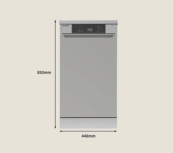 SHARP QW-NS1CF49ES-EN Slimline Dishwasher - Silver