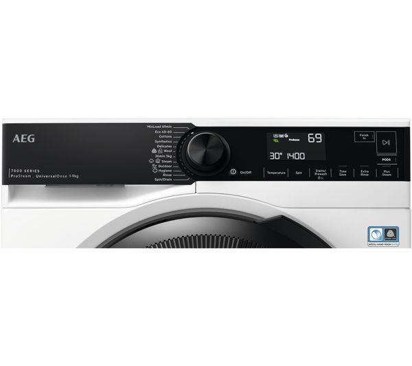AEG ProSteam LFR74944UD 9 kg 1400 rpm Washing Machine - White & Black