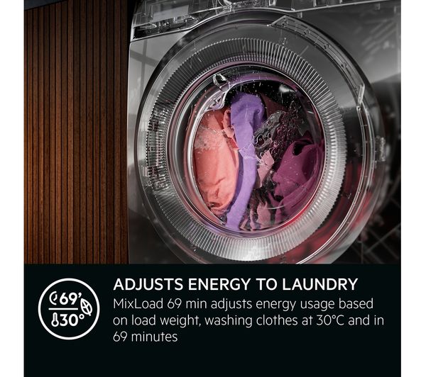 AEG ProSteam LFR74944UD 9 kg 1400 rpm Washing Machine - White & Black