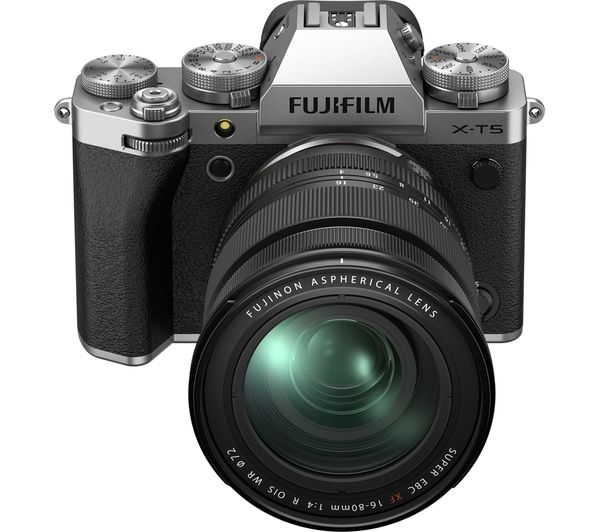FUJIFILM X-T5 Mirrorless Camera with FUJINON XF 16-80 mm f 4 R OIS WR Lens - Silver