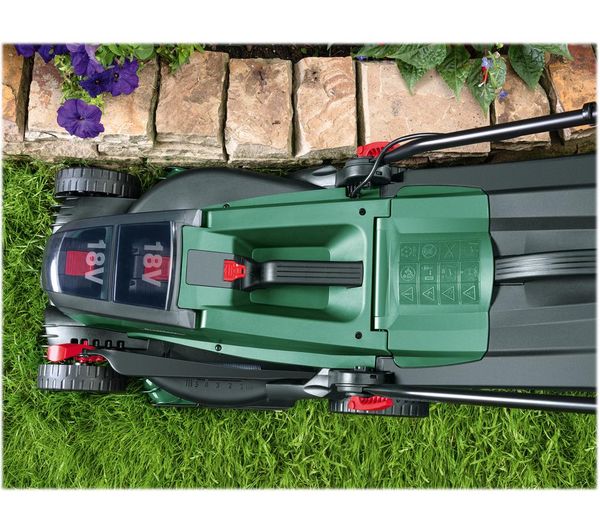 BOSCH UniversalRotak 2x18V-37-550 Cordless Rotary Lawn Mower with 2 batteries - Green