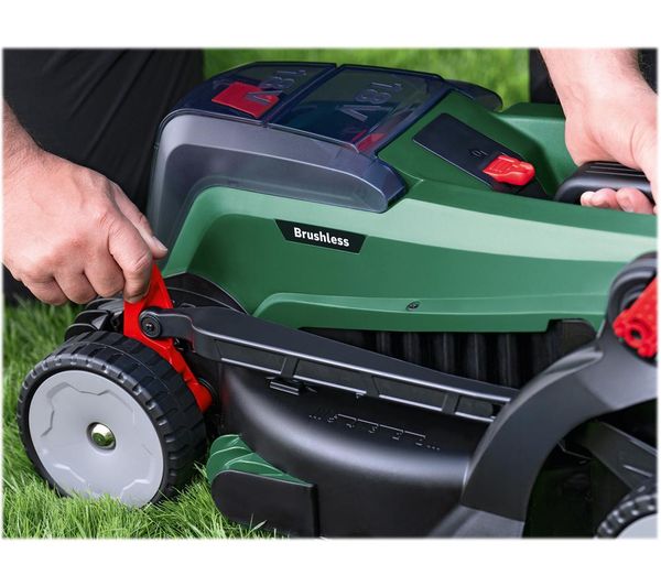 BOSCH UniversalRotak 2x18V-37-550 Cordless Rotary Lawn Mower with 2 batteries - Green