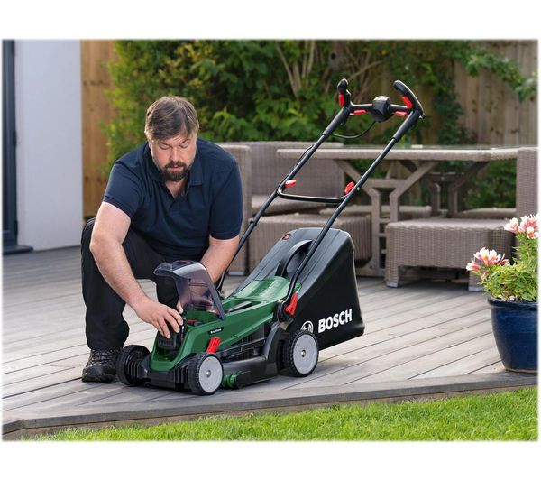 BOSCH UniversalRotak 2x18V-37-550 Cordless Rotary Lawn Mower with 2 batteries - Green