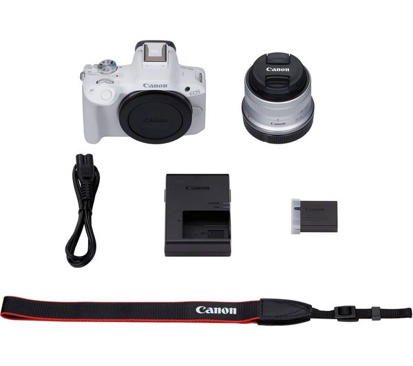 CANON EOS R50 Mirrorless Camera with RF-S 18-45 mm f 4.5-6.3 IS STM Lens - White